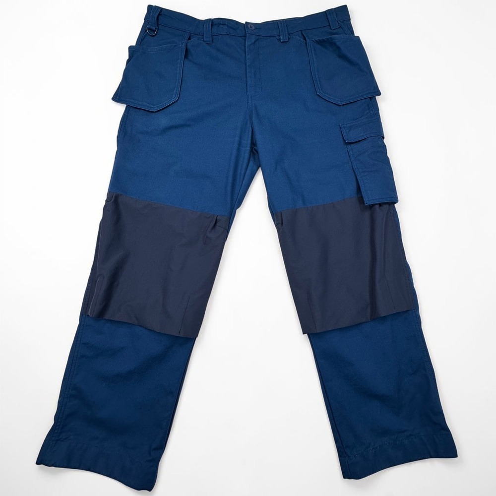 IKEA Multi-Pocket Cargo Logo Work Trousers Mens 41x30 (Measured) Knee Cover Blue